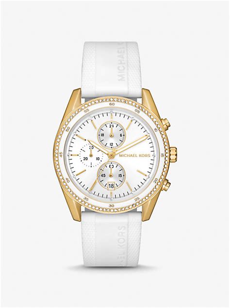 michael kors stainless gold-tone mechanical watch mk-3090|Oversized Hadyn Pavé Gold.